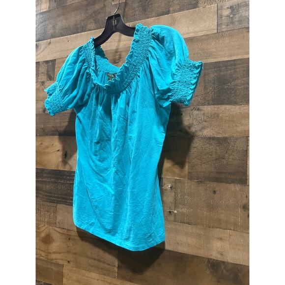 Ralph Lauren Off-the-Shoulder Peasant Blouse –Women’s M–Turquoise Blue - Picture 8 of 8